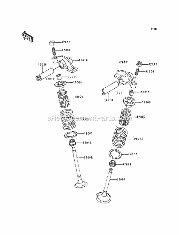 Valve, S Diagram and Parts List for KLF220-A7 1994 Kawasaki 
