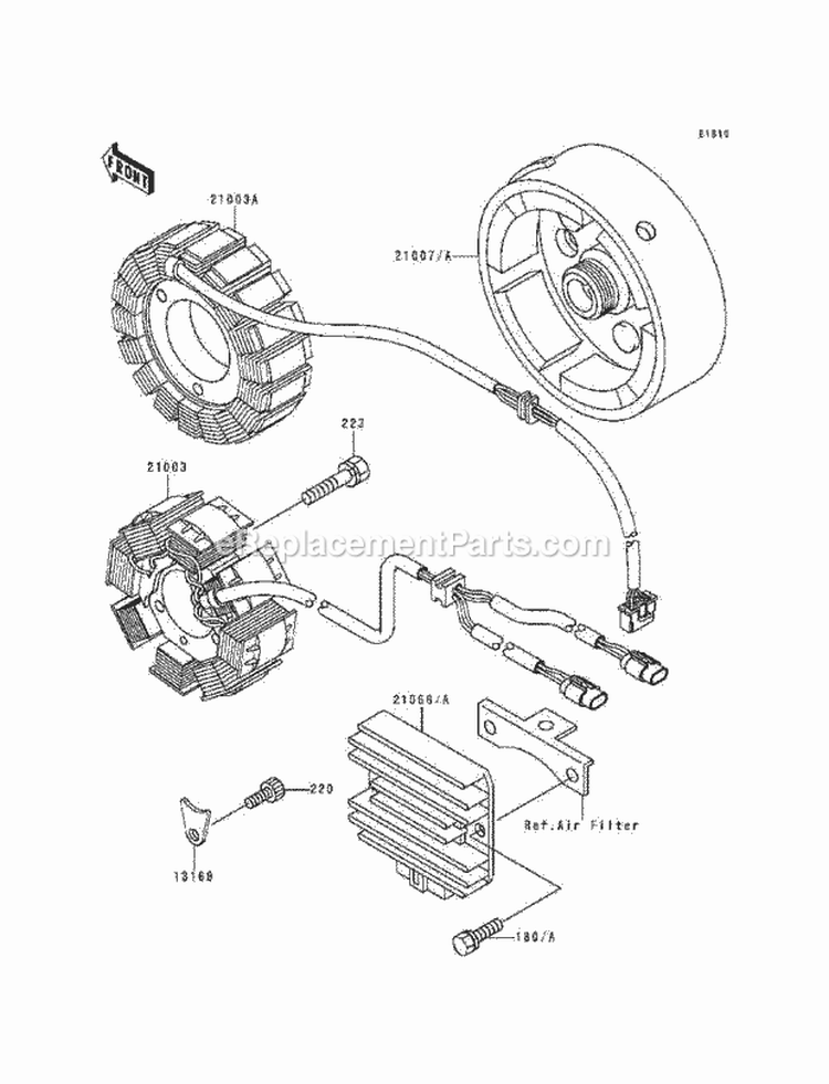 Generator Diagram and Parts List for KLF220-A9 1996 Kawasaki 