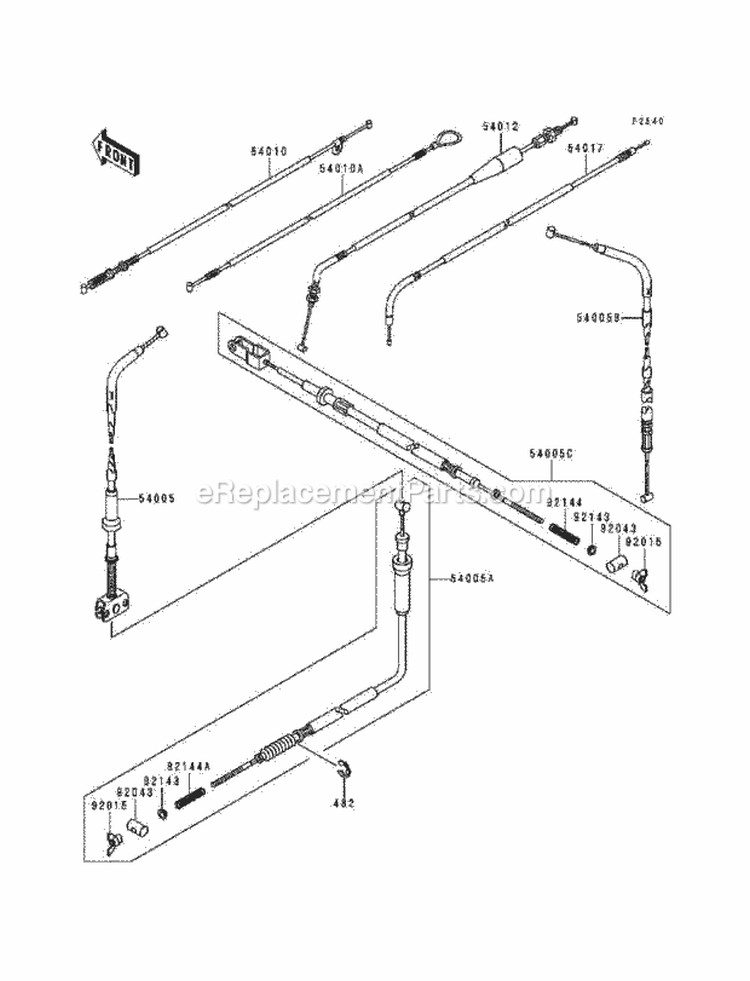 Cables Diagram and Parts List for KLF220-A5 1992 Kawasaki 