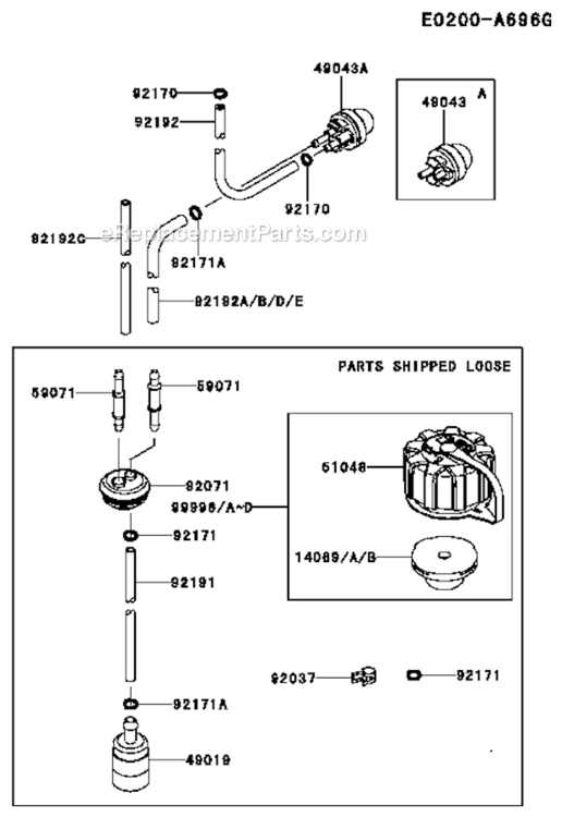 Fuel-TankFuel-Valve Diagram and Parts List for KRB650B  Kawasaki Leaf Blower / Vacuum