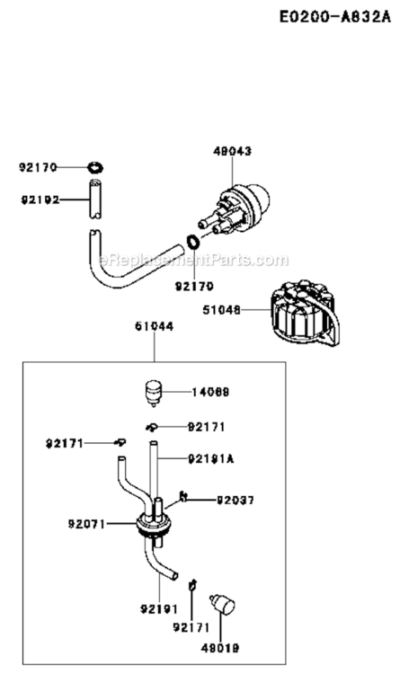 Page N Diagram and Parts List for KRB650B  Kawasaki Leaf Blower / Vacuum