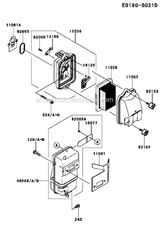 Page B Diagram and Parts List for KRB650B  Kawasaki Leaf Blower / Vacuum