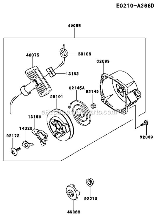 Page U Diagram and Parts List for KRB650B  Kawasaki Leaf Blower / Vacuum