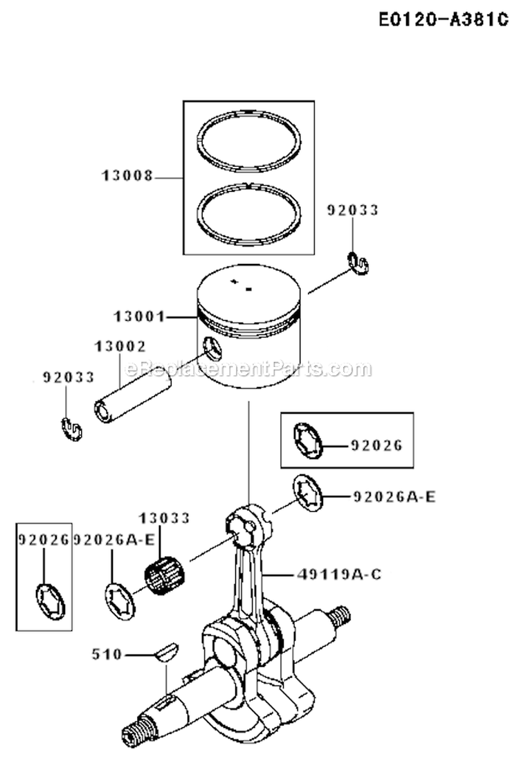 Page M Diagram and Parts List for KRB750B  Kawasaki Leaf Blower / Vacuum