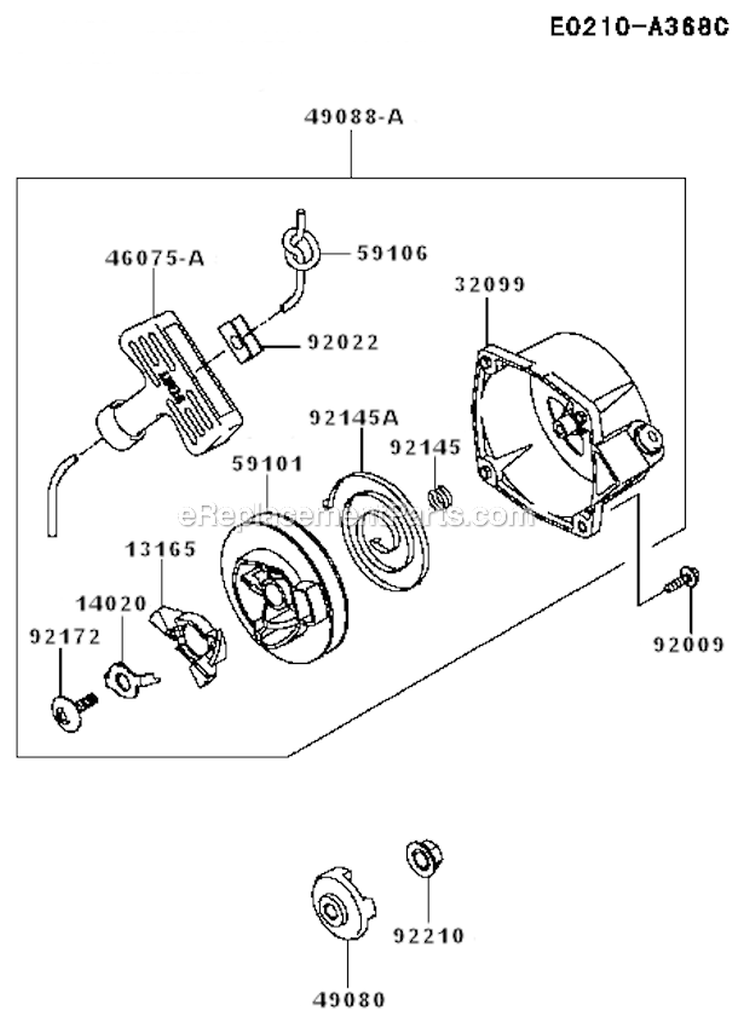 Page O Diagram and Parts List for KRB750B  Kawasaki Leaf Blower / Vacuum