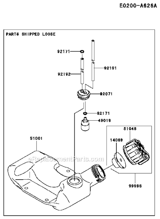 Fuel-TankFuel-Valve Diagram and Parts List for KRH300A  Kawasaki Leaf Blower / Vacuum