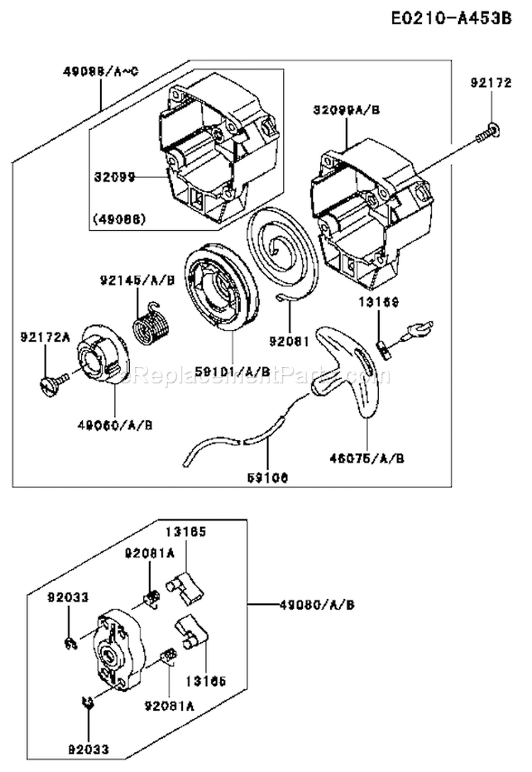 Page M Diagram and Parts List for KTF27A-AS00 A1 Kawasaki Trimmer