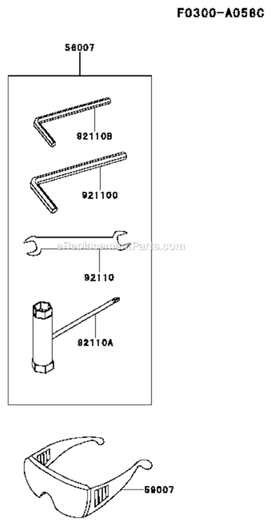 Tool Diagram and Parts List for KTFR27A  Kawasaki Trimmer
