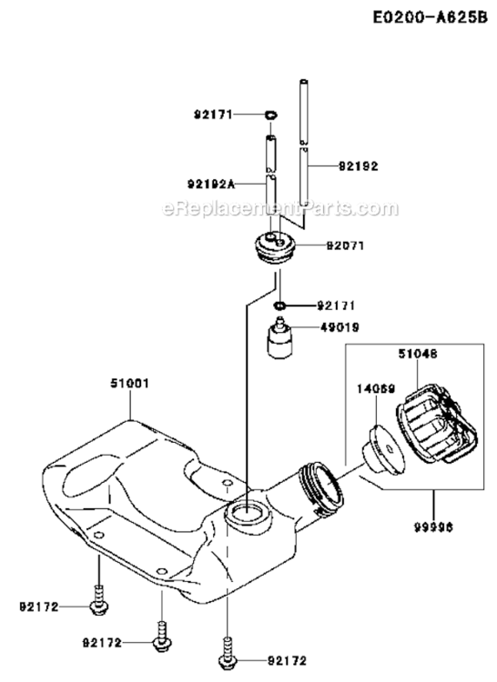 Fuel-TankFuel-Valve Diagram and Parts List for KTFR27A  Kawasaki Trimmer