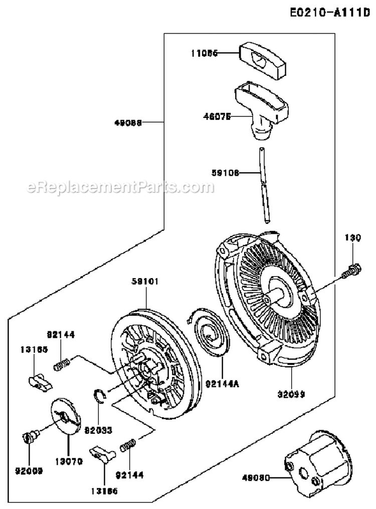 Page M Diagram and Parts List for KWS20A-BS00 HD050A Kawasaki Water Pump