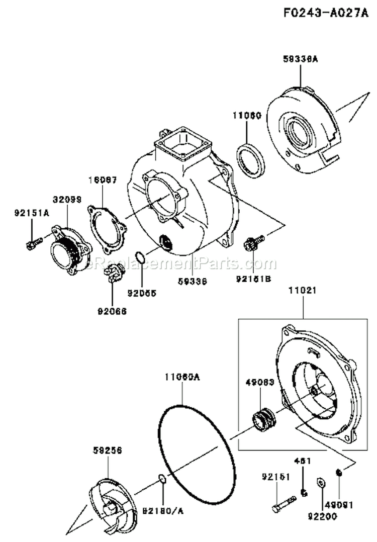 Page I Diagram and Parts List for KWS20A-BS00 HD050A Kawasaki Water Pump