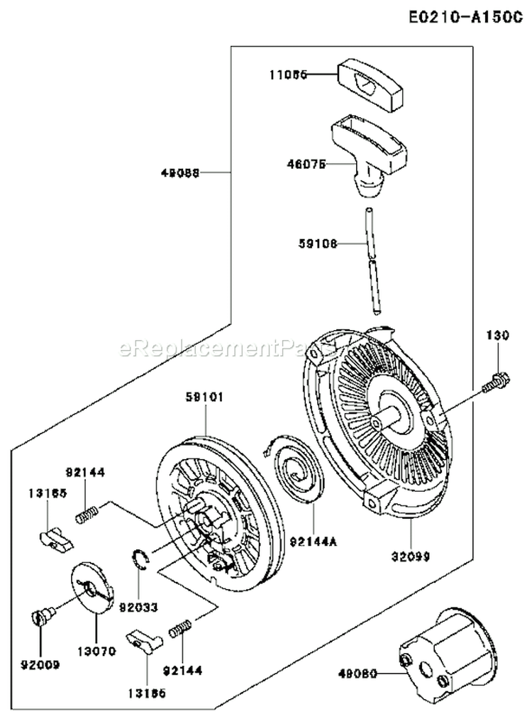 Page M Diagram and Parts List for KWS30A-AS01 HD080A Kawasaki Water Pump