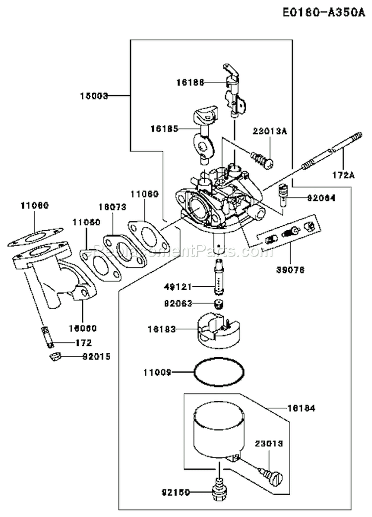 Page B Diagram and Parts List for KWS30A-AS01 HD080A Kawasaki Water Pump