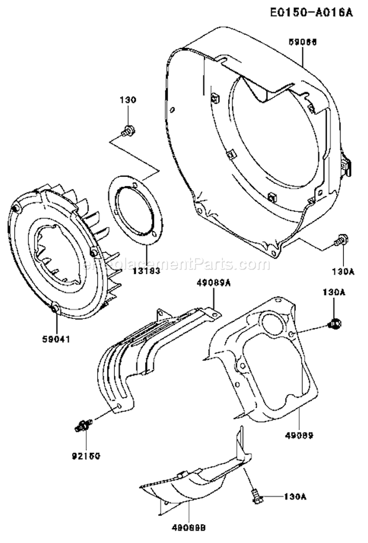 Page D Diagram and Parts List for KWT30A-AS01 HF080A Kawasaki Water Pump