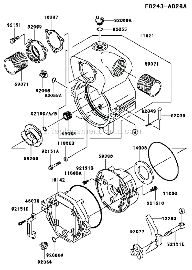 Page I Diagram and Parts List for KWT30A-AS01 HF080A Kawasaki Water Pump