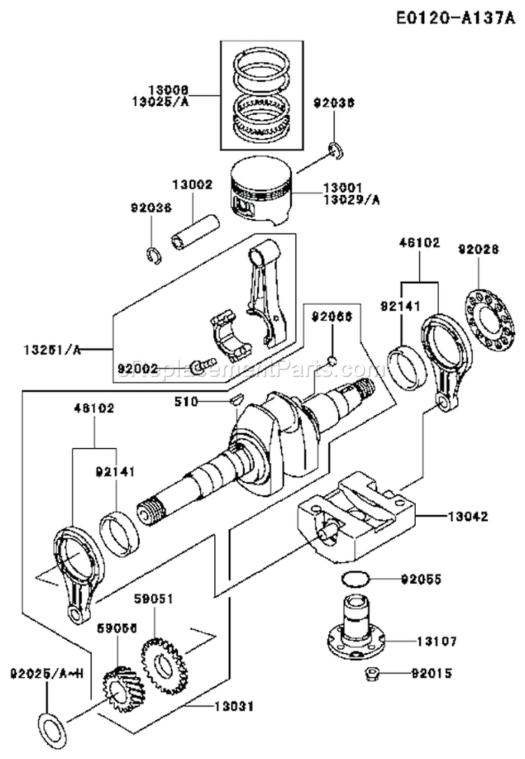 Page L Diagram and Parts List for KWT40A-AS01 HF100A Kawasaki Water Pump