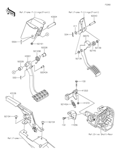 Brake Pedal/Throttle Lever Diagram and Parts List for KRF800HMFNN 2021 Kawasaki Lawn Tractor Accessories