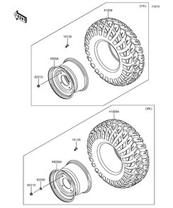 Wheels/Tires Diagram and Parts List for KAF1000CHF 2017 Kawasaki Lawn Tractor Accessories
