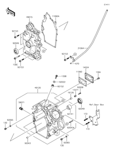 Crankcase Diagram and Parts List for KAF620XJF 2018 Kawasaki Lawn Tractor Accessories