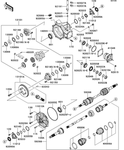 Drive Shaft-Front Diagram and Parts List for KAF620SDF 2013 Kawasaki Lawn Tractor Accessories