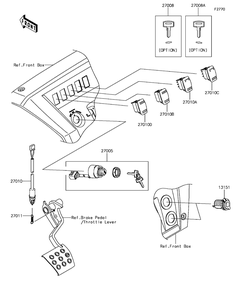 Ignition Switch Diagram and Parts List for KAF820GHF 2017 Kawasaki Lawn Tractor Accessories
