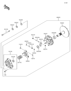 Drive Converter Diagram and Parts List for KAF620SGF 2016 Kawasaki Lawn Tractor Accessories