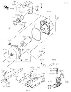 Air Cleaner Diagram and Parts List for KAF820FNFNN 2022 Kawasaki Lawn Tractor Accessories