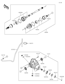 Drive Shaft-Front Diagram and Parts List for KAF820FNFNN 2022 Kawasaki Lawn Tractor Accessories