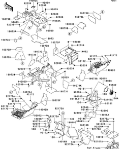 Frame Fittings-Rear Diagram and Parts List for KRT750ACF 2012 Kawasaki Lawn Tractor Accessories