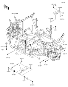 Engine Mount Diagram and Parts List for KRF800GJF 2018 Kawasaki Lawn Tractor Accessories