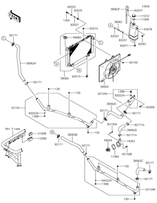 Radiator Diagram and Parts List for KAF620XJF 2018 Kawasaki Lawn Tractor Accessories