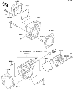 Cylinder Head Diagram and Parts List for KAF620RDFA 2013 Kawasaki Lawn Tractor Accessories