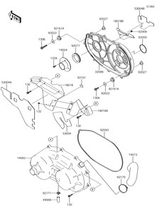 Converter Cover Diagram and Parts List for KAF620SGF 2016 Kawasaki Lawn Tractor Accessories