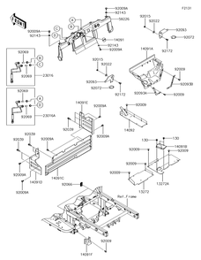Frame Fittings Diagram and Parts List for KAF620PGF 2016 Kawasaki Lawn Tractor Accessories