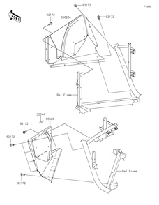 Guard Diagram and Parts List for KRT800FPFNN 2023 Kawasaki Lawn Tractor Accessories