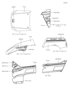 Part Location Diagram of 56075-4418 Kawasaki Pattern, Side Guard, Rh, Upp