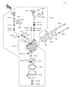 Carburetor Diagram and Parts List for KAF400AGF 2016 Kawasaki Lawn Tractor Accessories