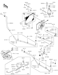 Radiator Diagram and Parts List for KAF620MLF 2020 Kawasaki Lawn Tractor Accessories