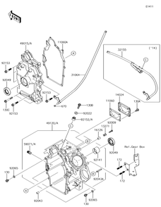 Crankcase Diagram and Parts List for KAF620MHF 2017 Kawasaki Lawn Tractor Accessories