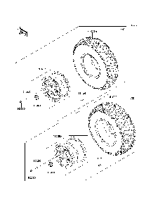 Wheels/Tires Diagram and Parts List for KRT800BEF 2014 Kawasaki Lawn Tractor Accessories