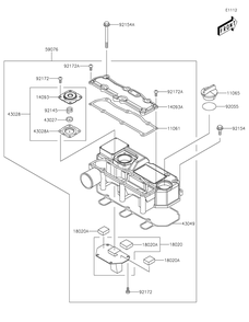 Cylinder Head Cover Diagram and Parts List for KAF1000AMFNN 2021 Kawasaki Lawn Tractor Accessories