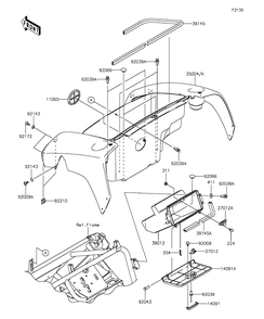 Front Box Diagram and Parts List for KAF400FGF 2016 Kawasaki Lawn Tractor Accessories