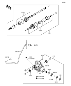 Drive Shaft-Front Diagram and Parts List for KAF820BGF 2016 Kawasaki Lawn Tractor Accessories