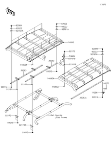 Sun Top Diagram and Parts List for KAF620VGF 2016 Kawasaki Lawn Tractor Accessories
