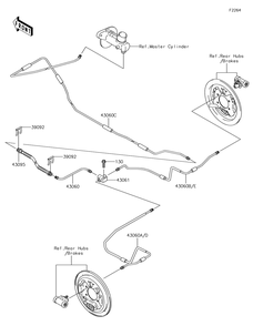 Rear Brake Piping Diagram and Parts List for KAF400JKF 2019 Kawasaki Lawn Tractor Accessories