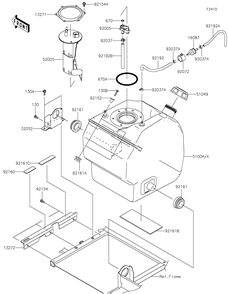 Fuel Tank Diagram and Parts List for KAF1000AHF 2017 Kawasaki Lawn Tractor Accessories