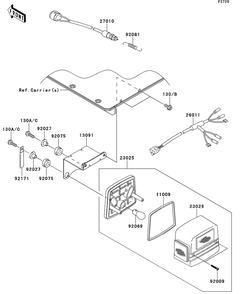 Taillight Diagram and Parts List for KAF950GDF 2013 Kawasaki Lawn Tractor Accessories