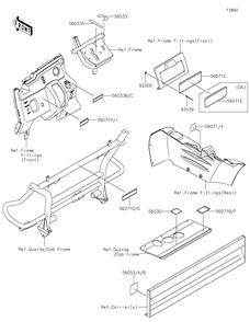 Labels Diagram and Parts List for KAF400HHF 2017 Kawasaki Lawn Tractor Accessories