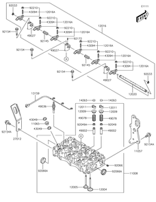 Cylinder Head Diagram and Parts List for KAF1000HJF 2018 Kawasaki Lawn Tractor Accessories