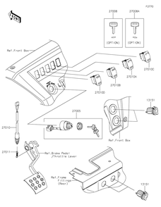 Ignition Switch Diagram and Parts List for KAF820CMFNL 2021 Kawasaki Lawn Tractor Accessories